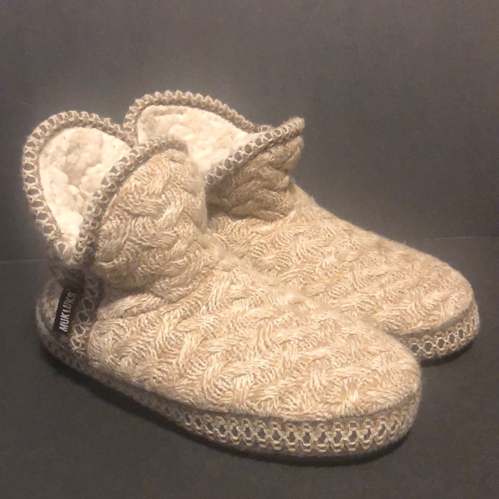 Muk Luks Knitted Faux Sherpa Lined Slippers - Picture 1 of 8